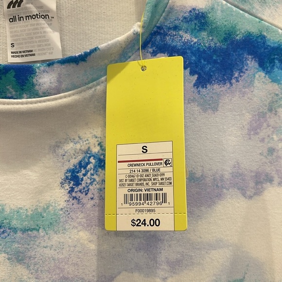NWT All In Motion Women’s Teal Tie Dye Crewneck Pullover Sweatshirt Size SMALL - Picture 3 of 8